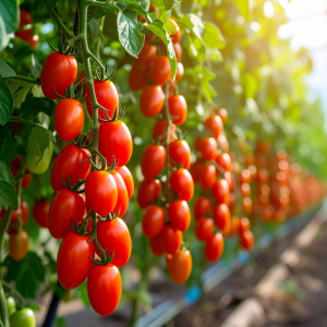 photograph of roma tomato oblong tomato shape small cluster growing on vine 943649