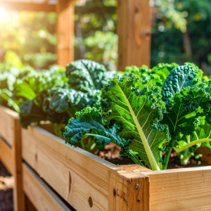 photograph of several kale lacinato growing in bed 174893