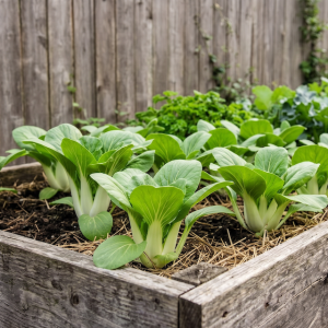 photo of cabbage, pak choi growing