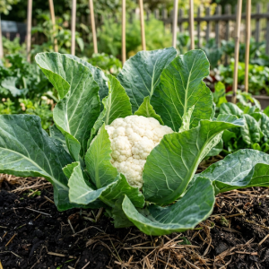 photograph of cauliflower-snowball growing