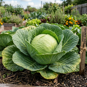 photograph of golden acre cabbage growing
